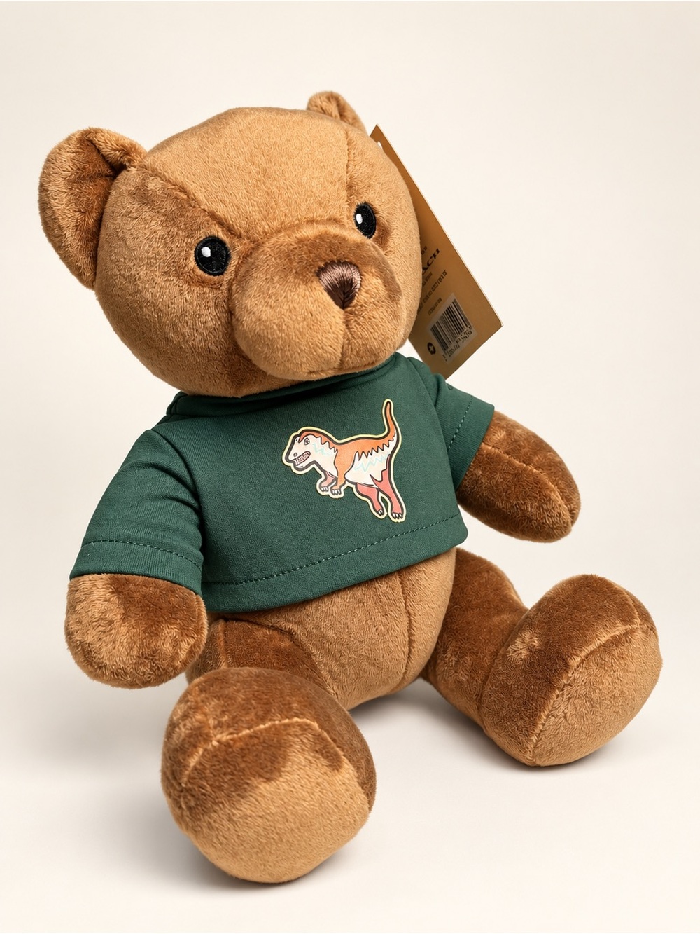 Coach fragrance Brown Plush Teddy Bear With Rexy Dinosaur shirt NWT small